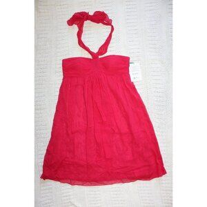 New OC by Oleg Cassini Cocktail 100% Silk Pink Mini dress Open Back Size 8 Zip